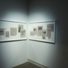 Eric Baudelaire, <em>Chanson d’Automne</em>, Grease pencil on Sept 2008 Wall Street Journal pages, 2008. installation view