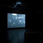 William Kentridge, installation view of <em>Journey to the Moon</em>, film, 2003
