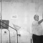 William Kentridge, still from <em>Journey to the Moon</em>, 35mm and 16mm film transferred to video (black and white, sound), 2003
