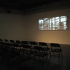 Tacita Dean, installation view of <em>Craneway Event</em>, 16mm colour anamorphic film, 108 minutes, 2008.