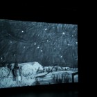 William Kentridge, installation view of <em>Journey to the Moon</em>, film, 2003